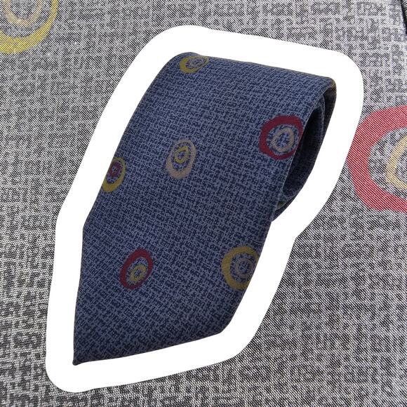 Vintage YSL Yves Saint Laurent Blue Abstract Geometric Tie Mens Silk USA 57" - Picture 1 of 5